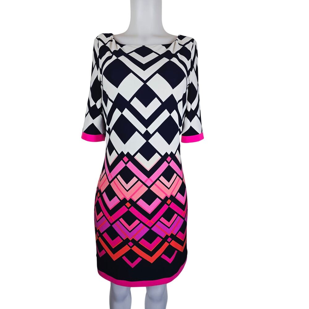 Eliza J Stunning Vacation Cruise Goemetric Gorgeous Sheath Women's Dress 4